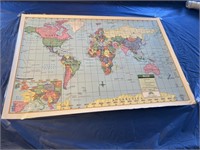 Laminated World Map 40in x 28in LIKE NEW!