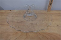 Vintage Clear Glass Scalloped Edge Serving Tray