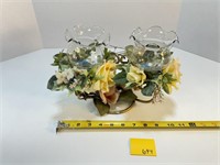 Small Glass & Brass Candle Center Piece