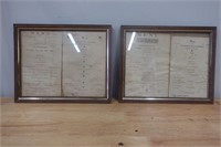 Antique 1904 & 1905 Framed Menus