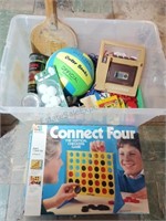 Connect Four and Tote of Assorted Balls, Toys