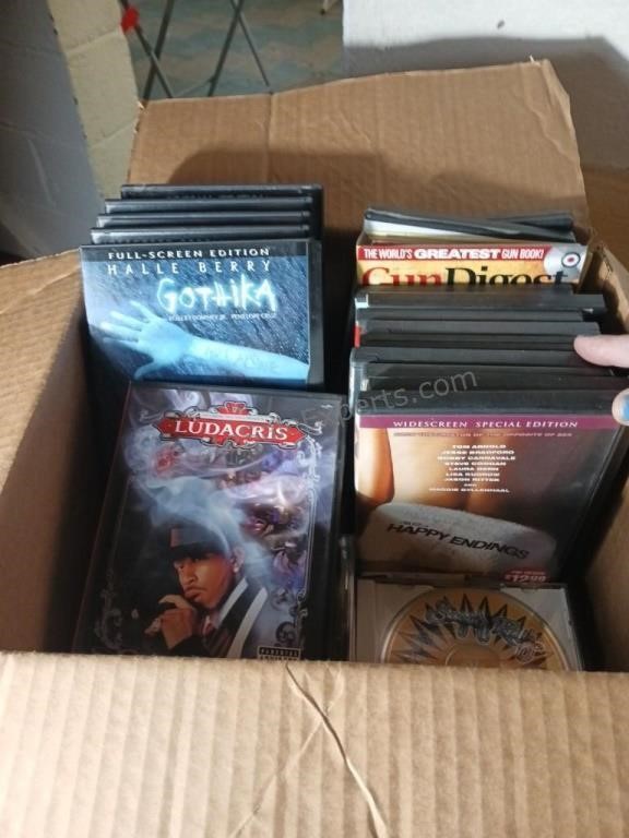 Box of Assorted DVDS and CDs -