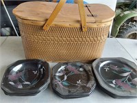 Picnic Basket & Mikasa Dishes