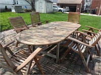 Outdoor Wooden Table and 6 Chair Set