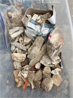 Tote of rocks and other artifacts