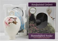 New Hand Painted Ceramic Hummingbird Feeder