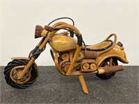 Hand Crafted Wood Harley Like Motorcycle Figure