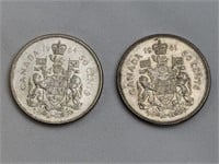 1964/61 CAD HALF DOLLARS