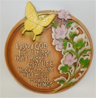 Vintage Butterfly Flower Prayer Wall Plaque