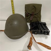 WWII Military Helmet Steel & Magazine Cases