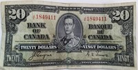1937 $20 CAD BANK NOTE