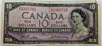 1954 $10 CAD BANK NOTE