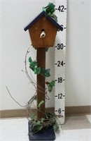 Wooden Decorative Birdhouse On Stand