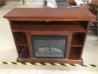Wood TV Stand with Electric Fireplace