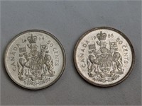 1966/64 CAD HALF DOLLARS