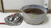 50' Metal Hose & Washtub w/Holes For Planter