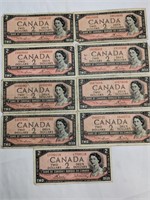 1954 $2 CAD BANK NOTES