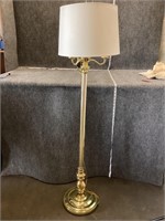 White and Gold Toned Tri Bulb Floor Lamp