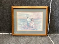 Man and Woman on Beach Framed Art