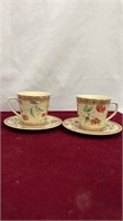 4 Pc. Floral Print Teacup and Plate Set