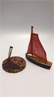 Vintage Japan Pen Holder & Taiwan Boat desk decor