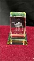 3D Etched Crystal Camel Figure Display