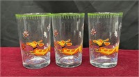 3 Pc. Hand Painted Weiner Dog Glass Cups