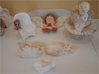 6 pieces of decor including angels, a bird and