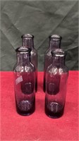 4 Pc. Set of Empty Purple Glass Bottles