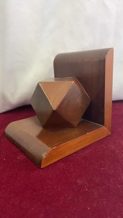Vintage Wooden 3D Geometric Bookend