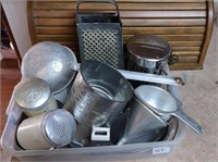 Group of aluminum kitchen items including vtg