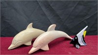 Lot of 3 Miniature Sea Creature Display Statues