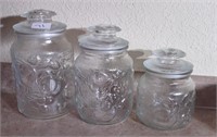 3-piece glass canister set with fruit design