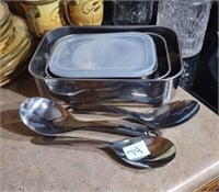 Trio of cool stainless serving spoons and