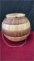 Vintage Hand-Woven African Basket
