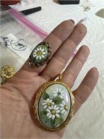 Hand Painted Vintage Porcelain Locket and