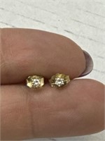 Pr Small 14K Gold & Diamond Stud Earrings