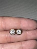14K gold and CZ earrings