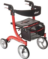 Euro-Style 4-Wheel Rollator Walker With Seat, Red