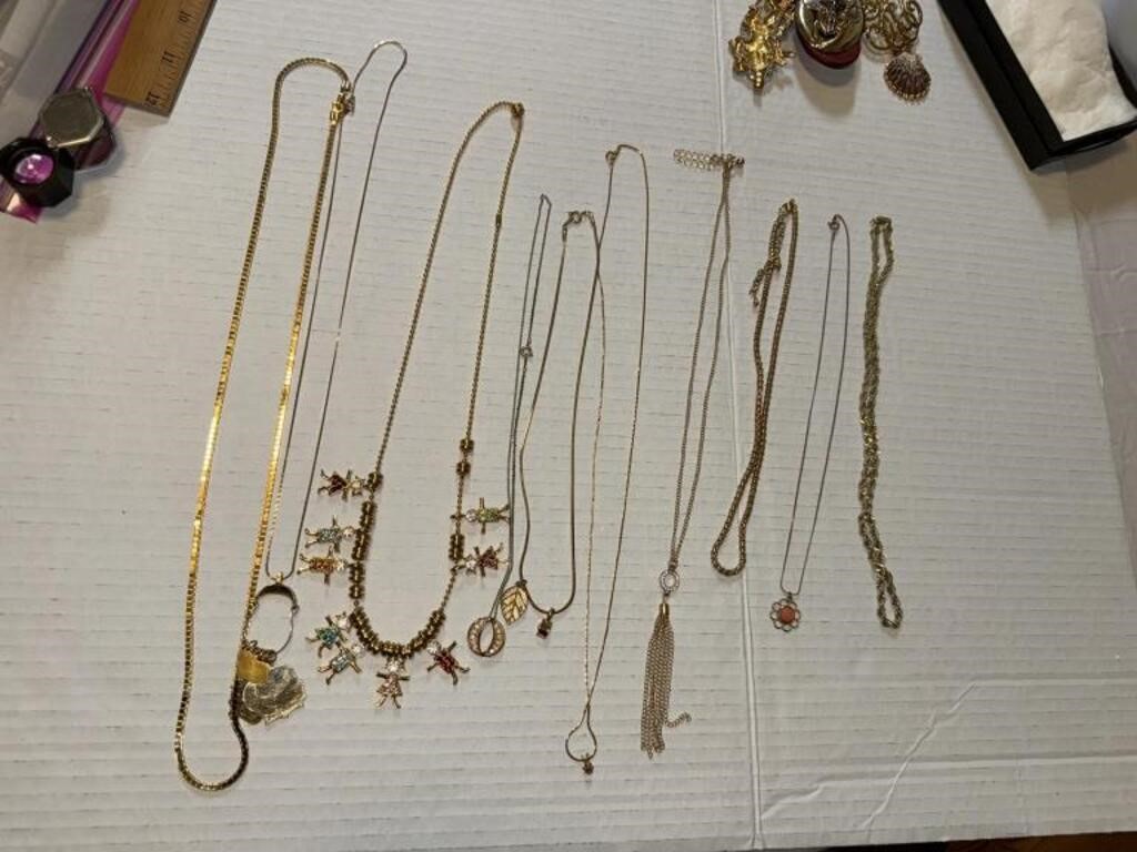 Group of Gold Toned Costume Necklaces