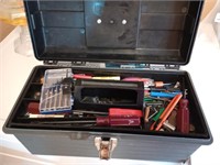 Plastic toolbox full of misc stuff