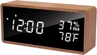 NEW LED Digital Alarm Clock w/Real Wood