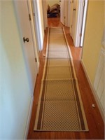 Hallway carpet runner and small rugs. Runner is