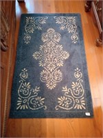 Great blue and white rug. Approx 50 by 31 inches
