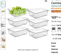 6 Pack NSF Food Pans, Half Size