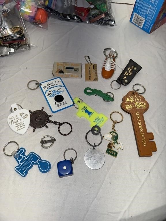 Group of 14 novelty & advertising key chains