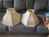 Pair of Victorian style lamp shades with fringe