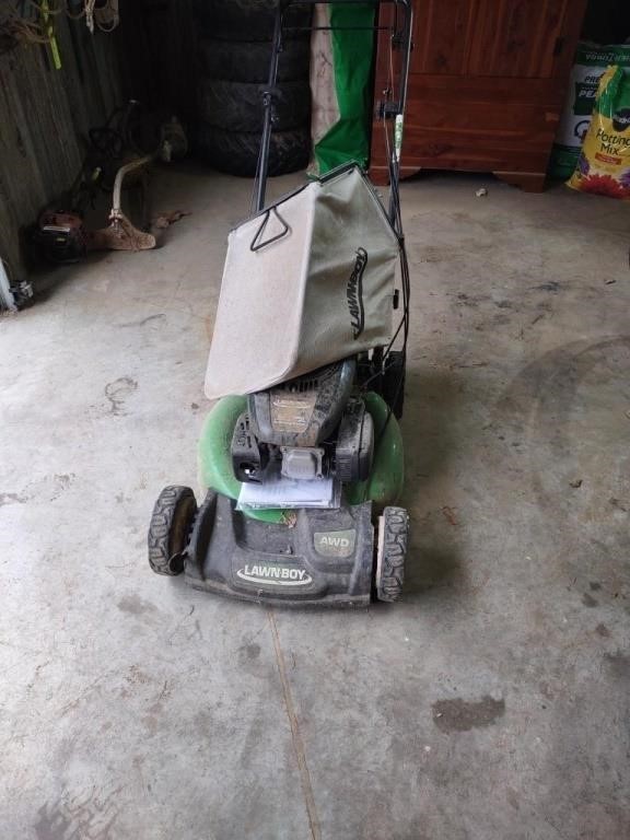 Lawnboy AWD push mower with grass catcher and