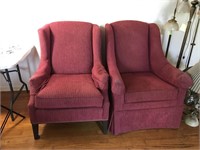 Two Ethan Allen wingback chairs