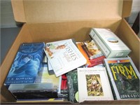 Box of Various Audio, Instructional, and Novels